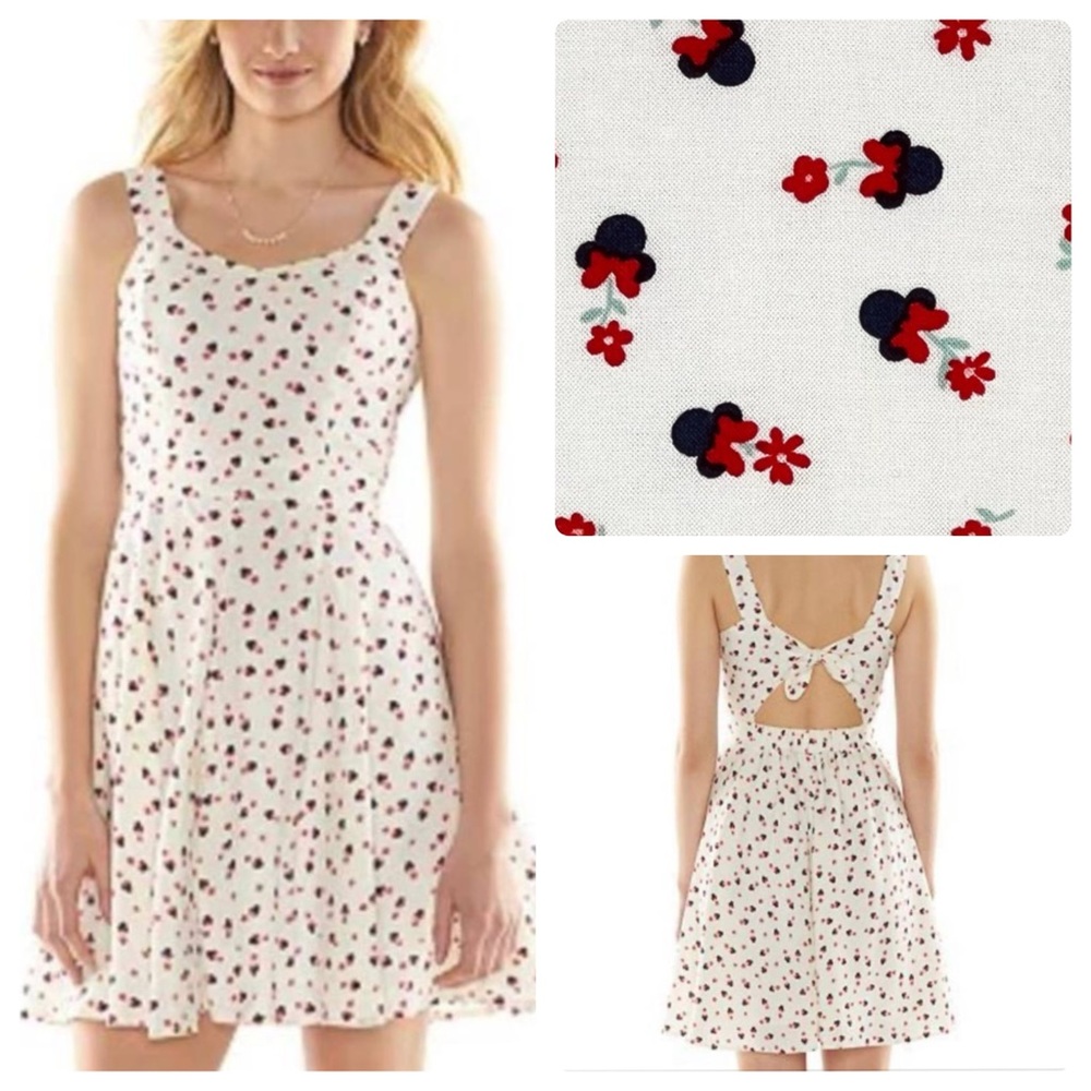 Disney White Dress with Red and Black Mickey Mouse Print